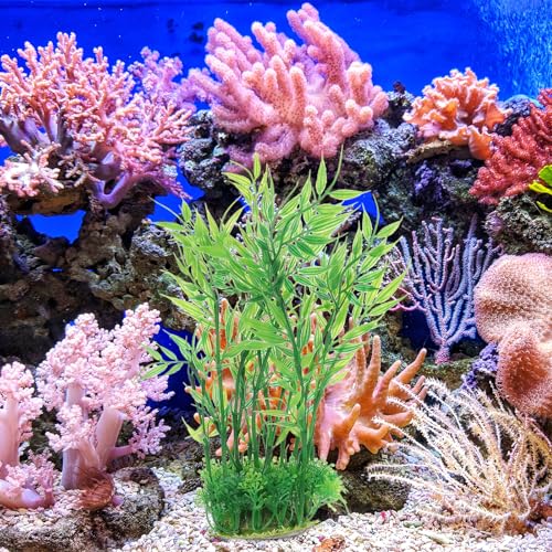 VOSAREA 2pcs Artificial Aquarium Plants Plastic Aquarium Bamboo Fish Tank Accessories Green Fish Tank Decorations for Aquarium Decor Plastic Plants (2.75X1.97X9.82in)
