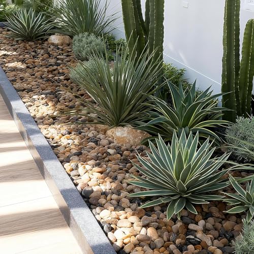 Onlyfire Natural Pebbles Decorative Natural Stones Mixed Aquarium Gravel River Rocks for Landscaping, Vase Filler, Fish Tank, 1.5"-2",15LB - size: 15 Pounds