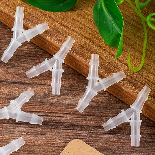 PAGOW 4 Pcs Hose Barb Fitting, 1/4" Plastic Hose Barb Tee 3 Way Y Shape Barbed Fitting for Air Line Tubing Pipe, Oxygen Tubing Pipe, Household Fuel, Gas, Water - size: 1/4" (4 Pcs)