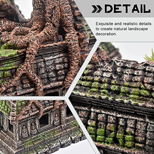 Aquarium Decorations Large Fish Tank Ornament Reptile House Shelter Decor Aquarium Hides with Betta Cave Temple Ruins Tree House Aquarium Landscape Decoration - color: Temple