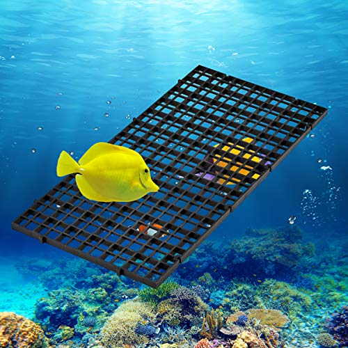 2 Pcs Aquarium Divider Tray Plastic Grid Divider Tray Egg Crate for Aquarium Fish Tank Bottom Isolation, Black