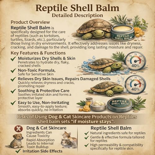 Reptile Shell Balm 2 Oz Turtle Shell Care Conditioner Moisturizer for for Tortoise, Lizard, Reptiles in Dry Environment Prevent Skin Dryness on Basking Platform, Tank, and Rock 60 g