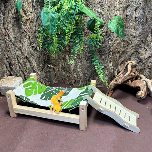 Tfwadmx Bearded Dragon Bed Wood Reptile Lizard Lounger Sleeping Hammock Tank Habitat Accessories for Leopard Gecko or Other Small Animal - style: Style E