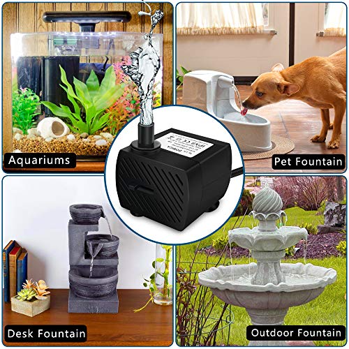 DOMICA (80GPH 4W) Mini Submersible Water Pump with 2.2FT Tube for Pond, Aquariums, Fish Tank, Hydroponics, Tabletop Fountain, Pet Fountain, Indoor or Outdoor Fountain Pump (AC Powered)