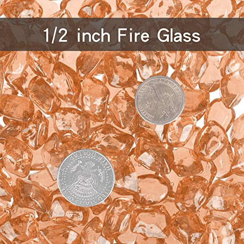 Onlyfire 1/2-Inch Polygon Fire Glass, 10 Pound Pack Glass Rock for Fireplace Fire Pit & Lanscaping, High Luster Elegant Gold - color: Elegant Gold, size: 1/2 inch