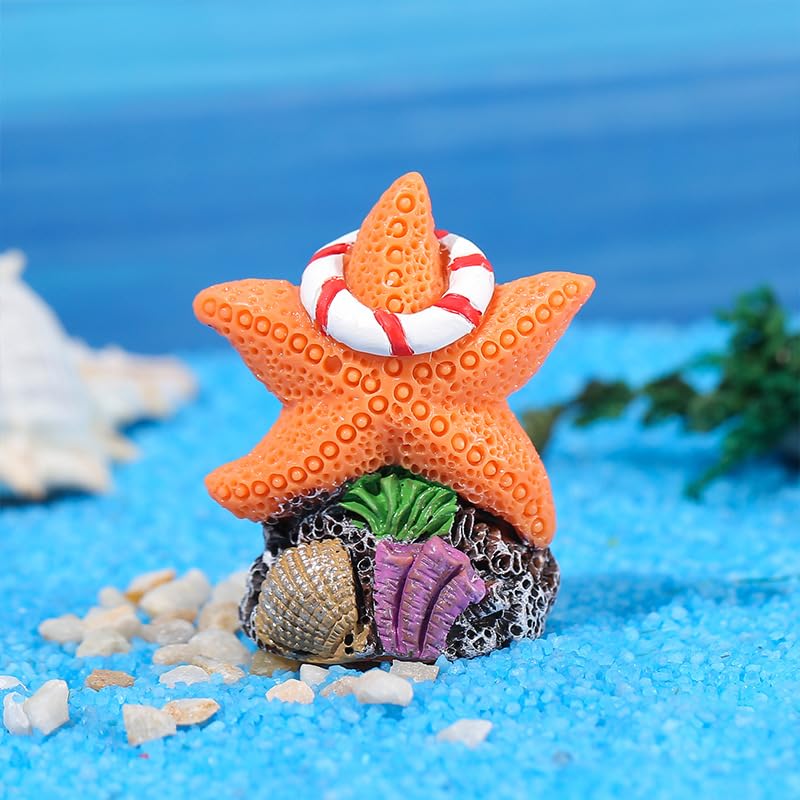 Coral Fish Tank Decorative Ornaments, Mini Small Underwater Accessories for Fish Tank Decoration, Starfish & Coral DIY Ornaments (6 Pieces)