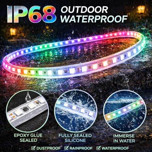 12V RGB+IC Dream Color Chasing Aquarium LED Strip Lights, 10.5FT APP & Remote Control IP68 Fully Waterproof Fish Tank Led Strip Light for RV, Marine, Deck Patio, Pool, Pond, Balcony - size: 10.5FT