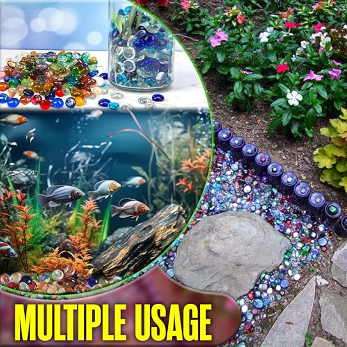 Glass Pebbles Colored Stones, 1LB Flat Marbles – Decorative Glass Gems for Vases, Glass Beads for Vases, Mancala Stones, Table Scatter, Wedding Décor, Aquarium & Home Use, (100pcs, 0.7-0.8'') - color: Mixed Pebbles