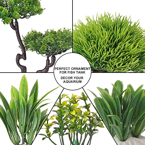 25Pcs Artificial Aquarium Tree & Plants Set - Green Fake Aquatic Plants for Aquarium Decorations
