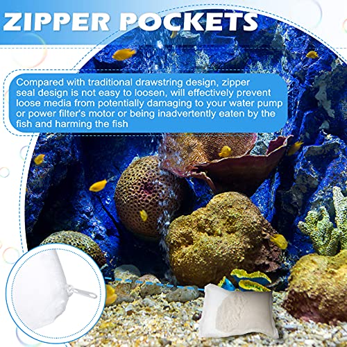 Shappy 15 Pcs 3 Sizes Aquarium Filter Mesh Bags 150 Micrometer Fine Filter Fish Tank Media Bags with Zipper for Activated Carbon Biospheres Ceramic Rings, 4 x 6 Inch, 7.9 x 6 Inch, 7.9 x 11.8 Inch