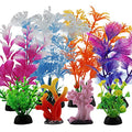 Fish Tank Decorations Plants with Resin Coral, 8 pcs Aquarium Decor