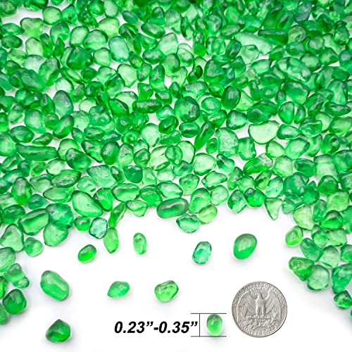 Keedolla 3 LB Green Sea Glass Aquarium Pebbles Polished Betta Fish Tank Gravel, Clear Fish Bowl Pebbles Colorful Glass Stones Rocks for Decoration Vases Aquarium Gravel Decor Art Craft - color: Green, size: 3 Pounds