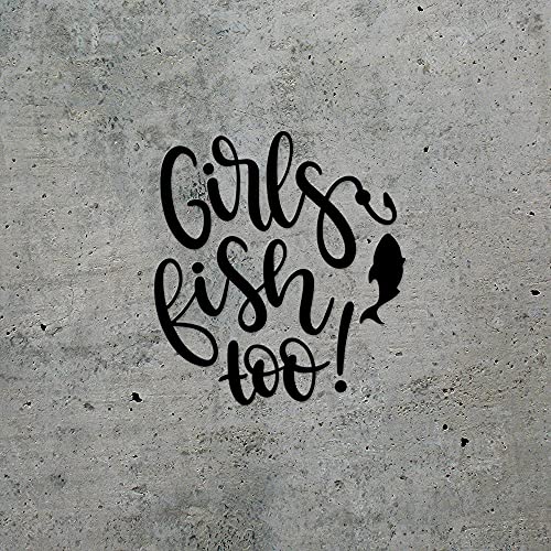 Decal Stickers of Girls Fish Too (Black) (Set of 2) Premium Waterproof Vinyl Decal Stickers for Laptop Phone Accessory Helmet Car Window Mug Tuber Cup Door Wall - BICVER1c33531BLW19Y24 - color: Black, size: 3.8'' x 4.1''