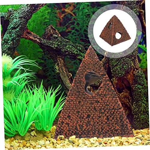 STOBOK Aquarium Decor Castle Fish Tank Decoration Stands Egyptian Pyramid Rockery Hiding Cave Tree House Hideout Hut for Reptile Shrimp Terrarium 11. 2x11x12. 5cm