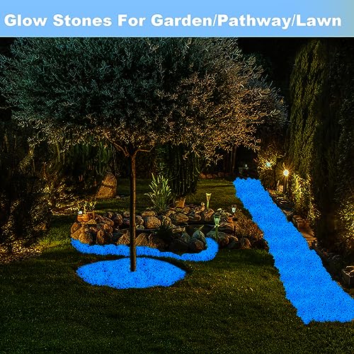 1000PCS Luminous Stone Glow Stones Glow in The Dark Rocks Outdoor for Walkway Backyard Pathway Lawn Aquarium Potted Plant Flower Decor,Blue - size: 1000, style: Blue