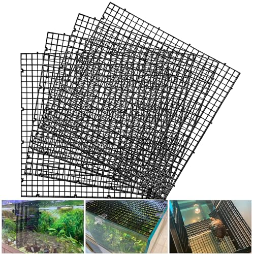 Adjustable Aquarium Fish Tank Divider Filter Bottom Plastic Grid Fish Tank Isolation Board Egg Crate Tray((Black, 4pcs 11.8X11.8Inch with 0.35Inch Hole) - color: Black, size: 4pcs 11.8X11.8Inch with 0.35Inch hole