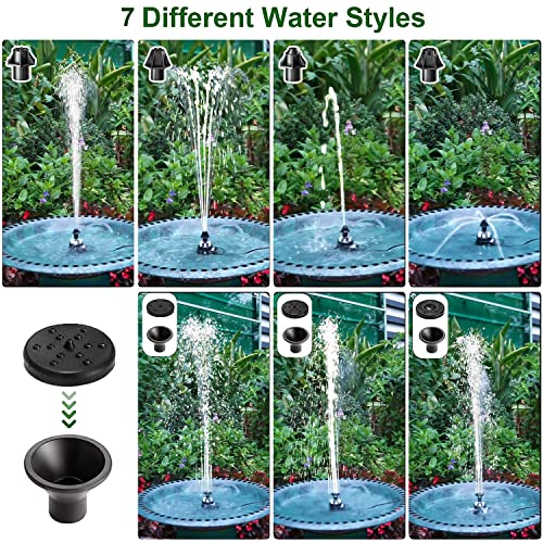 24-Hours Working Bird Bath Fountains Plug-in, Jutai Adjustable DC 12V Water Fountain Pump with LED Light for Birdbath, Garden, Small Fish Tank, Pond,16.4Ft Power Cord, Adapter Included(White) - color: White