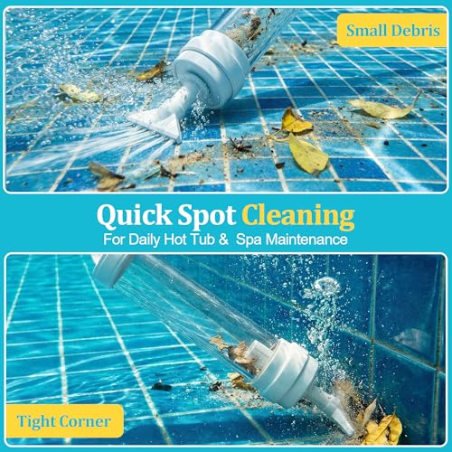 Spa Vacuum Compatible with 6250 Paradise Power, No Pumping, No Batteries or Electricity, Powered by Water Pressure, Cordless Hot Tub Vac Cleaner Picks up Leaves, Sand&Debris, with Telescopic Handle