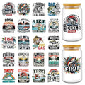 Rngmsi UV DTF Cup Wrap - 20 Sheets Fly Fishing UV DTF Cup Wraps for 16 oz Glass, Funny Stickers for Water Botters, Waterproof Rub on Transfer Decals, DIY Crafts Fishing Lover Gifts - style: Fishing