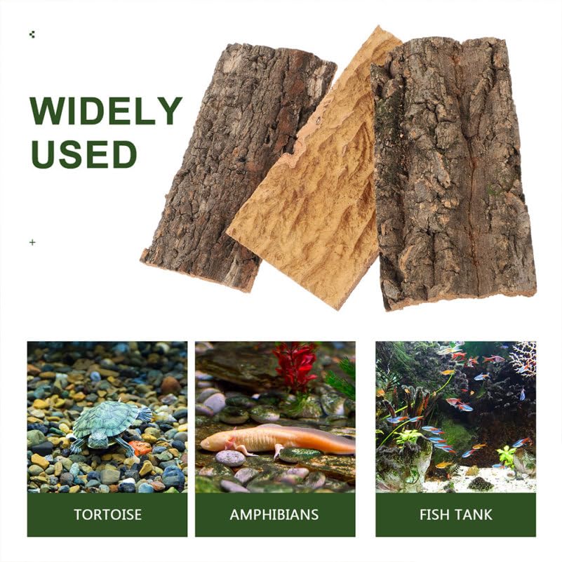 Toddmomy 2-Pack Reptile Cork Bark Aquarium Decor 7.87X3.93 Inch Natural Oak Bark Background for Terrarium Climbing Habitat Accessories for Lizard Gecko Bearded Dragon