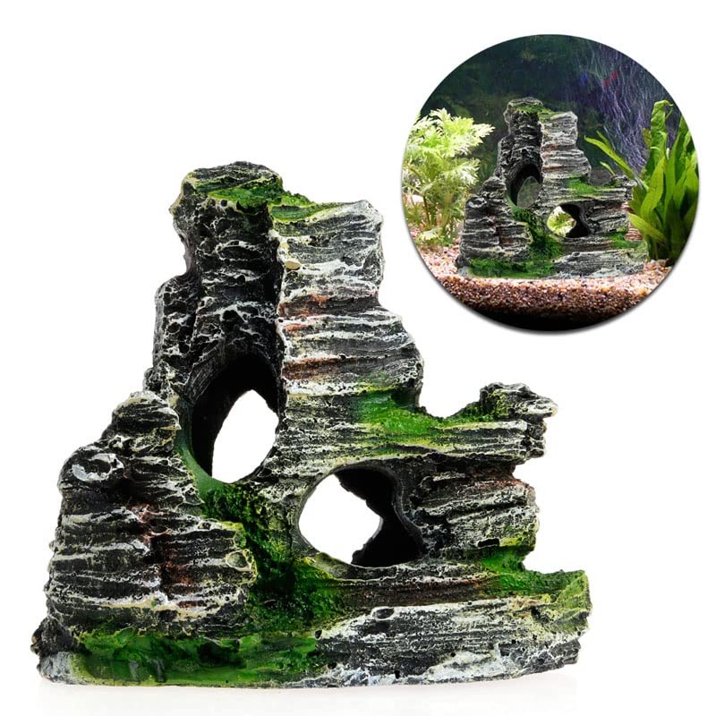 Resin Home Aquarium Rock Cave Fish Tank Decorations Ornament Mountain Hiding Aquarium Accessories