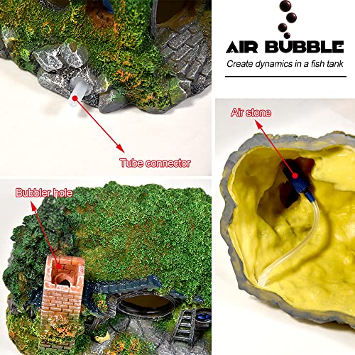 fazhongfa Aquarium Decorations Castle Fish Tank Décor Thematic Ornaments (Hobbit-L) - size: Hobbit-Large