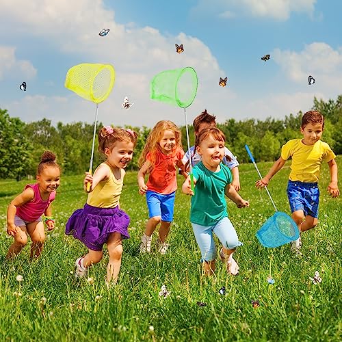 TSYAN Kids Telescopic Butterfly Fishing Nets for Kids Catching Insect Net Outdoor Tools for Catching Bugs Fish Insect Ladybird, Extendable 34 Inches and Anti Slip Grip (3Pcak) - color: 3 Pack
