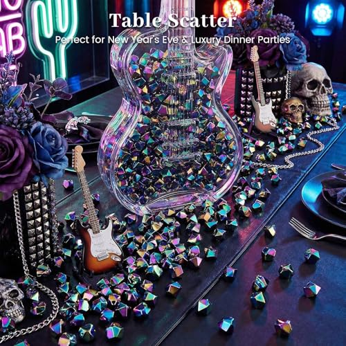DomeStar 150PCS Iridescent Black Fake Ice, 2Cups Acrylic Gems Crystals Black Purple Rocks Diamonds Vase Centerpiece for Vase Fillers Party Table Scatter Wedding Food Display - color: Iridescent Black