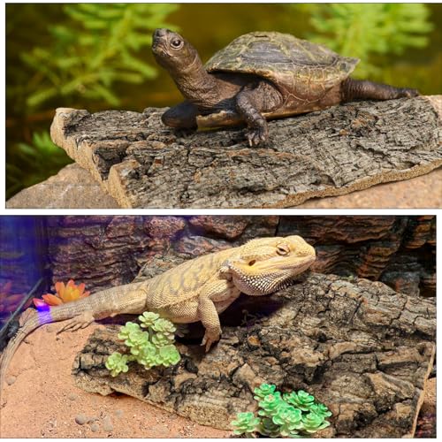 4Pcs Reptile Bark Decor Wood, Natural Cork Bark Tube Decor, Wood Bark Terrarium for Reptiles, Random Shape Random Size