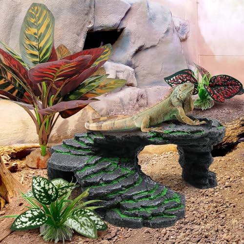 Moonorange Reptile Artificial Plants, Terrarium Plants Decorations Supplies, Aquarium Fish Tank Plant, Amphibian Habitat Hideout Tank Accessories(L Set-3pcs/D) - color: L Set-d