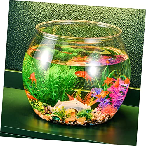 Transparent Plastic Fish Bowl Tank Small Aquarium for Betta Fish Goldfish Portable Round Design Easy Maintenance Fall Resistant for Home Office Turtle Care - size: 16.5x16.5cm