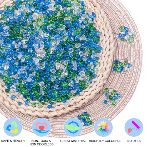 Keedolla Aquarium Glass Pebbles Stones Fish Tank Rocks Gravel, Green Mix Glass Gemstones Fish Bowl Rocks for Vase Fillers, DIY Crafts, Home Decor - 15 Oz, 6-9mm - color: Sea Blue, Green, Clear, size: 0.93 Pound