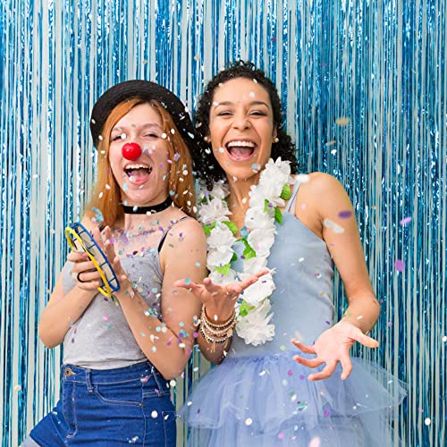 3 Pack Blue Backdrop Party Streamers Ocean Themed Decor Birthday Party Decorations Foil Fringe Backdrop Curtain Graduation Baby Shower Bachelorette Winter Holiday Party Decorations Supplies - color: Light Blue