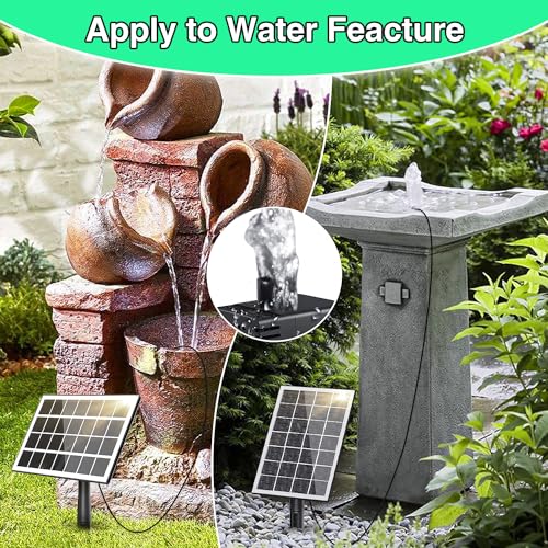 Jutai Solar Fountain Works in Shadow-No Battery, 3.5W DIY Glass Solar Water Pump Kit with Sucker and Stake, Solar Fountain Pump for Bird Bath, Water Feature,Garden, Outdoor-8 Nozzles,9.8ft Power Cord - color: Black+ White3