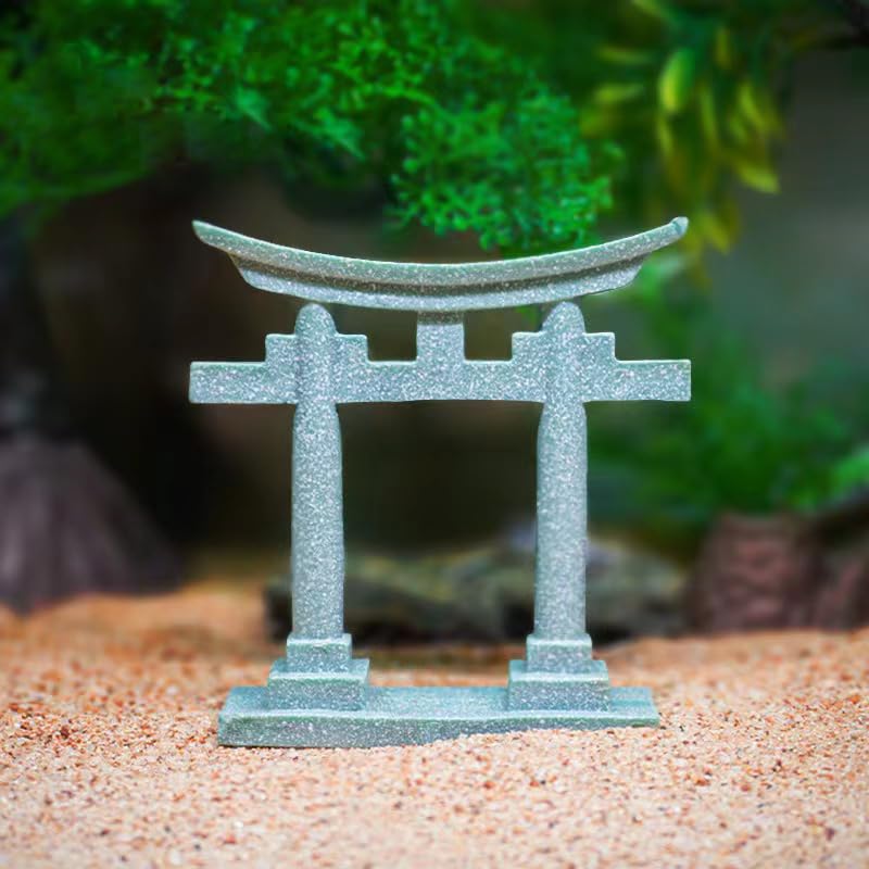 livelyfish Aquarium Decorations Asian Japanese Shinto Torii Gate Fish Tank Decorations Miniature Shrine Japan Style Ornament Underwater Landscape Decoration (X-Large) - size: X-Large-1