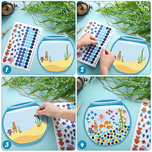 32 Pcs 100 Days of School Sticker Scene for Kids, Fun Vivid Fish Tank Stickers Toddler Preschool Build a Scene Crafts for School Classroom Activity Birthday Party, Backgrounds and Sticker Sheets Set