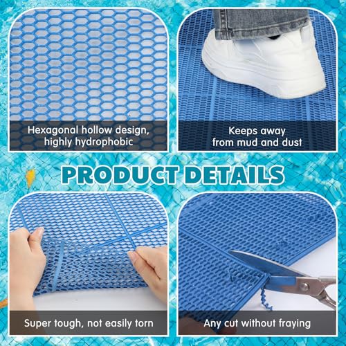 Tondiamo Pool Mat Non Slip Drainage Mats Swimming Pool Floor Deck Mats Rugs PVC Splash Mesh Hollow Doormat Roll for Outdoor Indoor Patio Restaurant Garage Kitchen Bathroom Safety(1 x 30 ft,Blue) - color: Blue, size: 1 x 30 ft