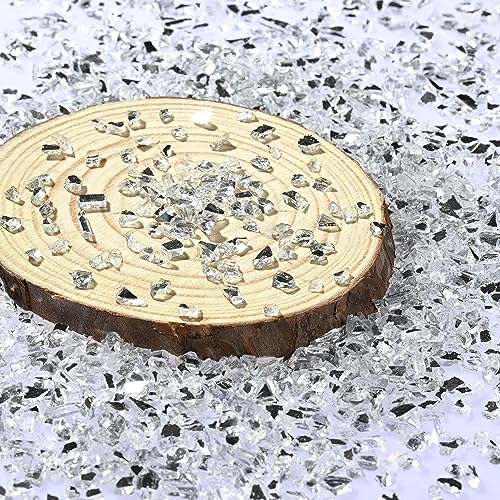 Crushed Glass for Crafts,3-6mm Mirror Broken Glass Pieces for Resin Art. Vase, Bar, Fish Tank, Garden,Fountain Decorative（1.2 Pound） - color: Mirror