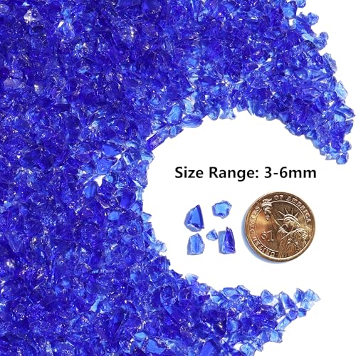 QYGL Crushed Glass - 2.1LB Cobalt Blue Broken Glass Pieces 3-6mm, for Resin Art, DIY Crafts, Home Decor, Vase Fillers, Tabletop Fire Pit, and Aquarium Rocks - color: Cobalt Blue