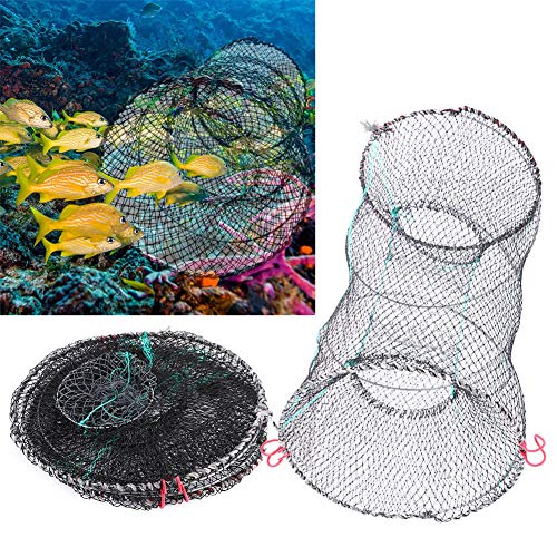 2pcs Cast Mesh Landing Bait Net, Foldable Fishing Trap Net, Lobster Shrimp Crab Trap Portable Folding Fishing Accessories for Crab Shrimp Minnow Crawfish Catfish, Foldable Fishing Trap Net, 2