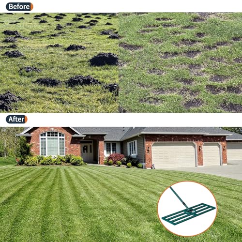 Lawn Leveling Rake Heavy Duty Stainless Steel Lawn Leveling Tool 30”x10” with 78” Adjustable Long Handle Leveling Rake for Soil,Ground,Backyard,Golf Field,Garden Tools Grass Seed Landscaping - style: 30"x10" Medium