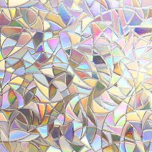 Niviy Stained Glass Window Film Rainbow Film Decorative Window Sticker 3D Decals Vinyl for Glass, Static Cling Sun Blocking Coverings Tint for Home, 17.5 x 78.7 inches - color: Rainbow, size: 17.7" X 78.7"