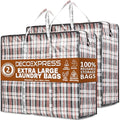 2 Pack Heavy Duty Moving Bags with Strong Zipper & Carrying Handles, 107L/ 28 gal Large Durable Clothes Storage Totes, 88 lbs Packing Moving Boxes, Closet Organizers and Storage (29.9x23.2x29.4 IN) - size: Pack of 2