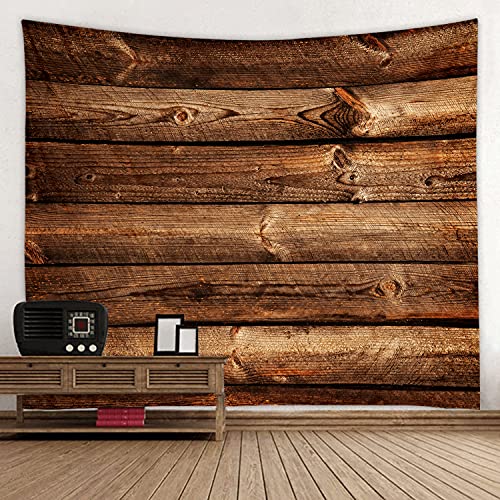 WODEJIA Fabric Tapestry Decorative Wall Art Tablecloth Bedspread Picnic Blanket Beach Throw Blanket for Bedroom Hall Dormitory Living Room Hanging 79 x 59 inches Brown Wooden Wall Print - color: Brown Wooden Wall, size: 79"L x 59"W
