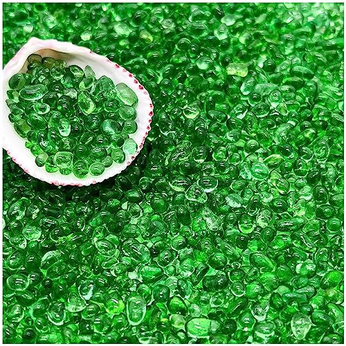 BXI 2.2 Lbs Small Aquarium Substrate Gravel Sand, Polished Smooth Fish Tank Gravel, Colorfast Uncoated Vibrant Blue Sea Glass, Decorative Stones for Vase Fillers, Fairy Garden, Potted Plants - color: Green Glass Sand, size: 2.2 lbs, 0.04''-0.12''(Mini)