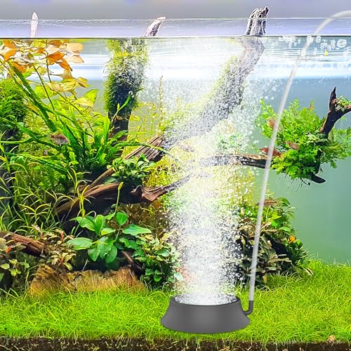hygger Aquarium Air Stone, Fish Tank Bubbler Aerator with Stainless Steel Base, Oxygen Diffuser for Nano Air Pumps Hydroponics Small Ponds and Fish Tanks - size: 2.4 inch
