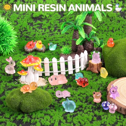 110PCS Mini Resin Animals Miniature Figures to Hide,Tiny Cute Figurines Glow in Dark, Little Animal Small Accessories for Topper Desk Garden Dollhouse Landscape Aquarium Ornaments Crafts & Decor - color: Luminous Animals B-110pcs