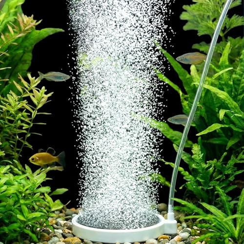 Fish Tank Bubbler, 3.2 Inch Aquarium Air Stone Kit, Nano Quiet Oxygen Diffuser for 20-70 Gallon Tanks, High Dissolved Oxygen, Dirt-Resistant Air Stone Bubbler with Tubing & Suction Cups - size: 3.2 Inch, for 20-70 Gal