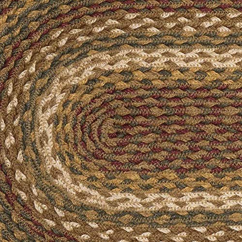 VHC Brands Tea Cabin Jute 8 inch Trivet Log Cabin Country Rustic Lodge Kitchen Tabletop Design, Moss Green and Deep Red - size: 8" Trivet