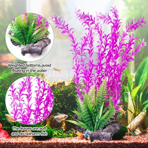 Hamiledyi Aquarium Plastic Plants Aquarium Decor Artificial Fish Tank Plants Lifelike Tall Fish Tank Decorations Aquarium Plant Suitable for Saltwater and Freshwater 15.7in 2pcs - color: E*2 Pcs, size: 15.7 in